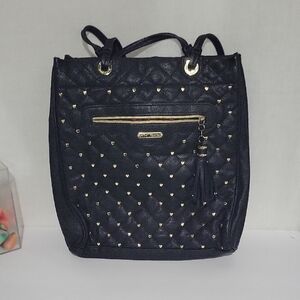 Betsey Johnson Black Quilted Shoulder Bag with Gold Details
